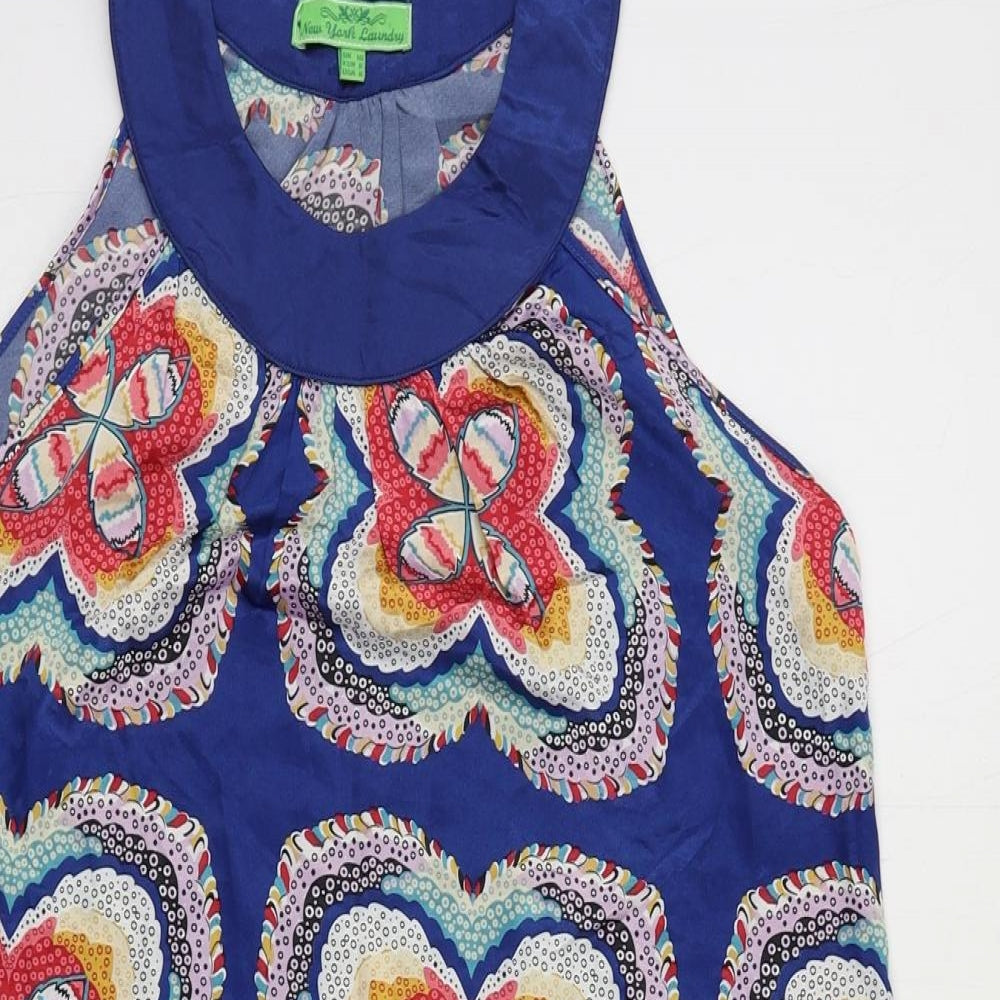 New York Laundry Womens Blue Floral Polyester Shift Size 10 Round Neck Pullover