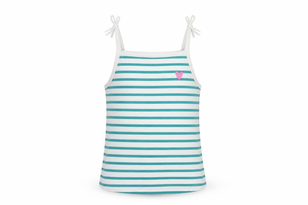 Marks & Spencer Girls Green Striped Cotton Camisole Tank Size 3-4 Years Square Neck Pullover