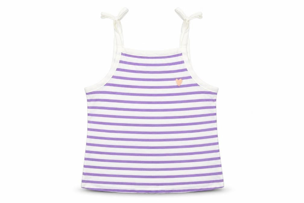 Marks & Spencer Girls Purple Striped Cotton Camisole Tank Size 3-4 Years Square Neck Pullover
