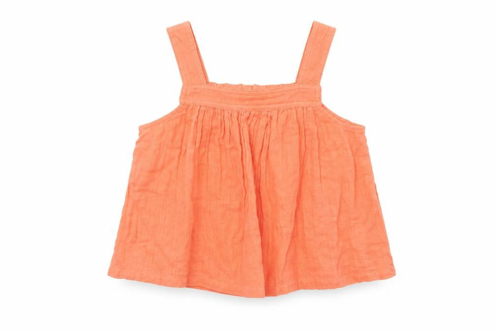 Marks & Spencer Girls Orange Cotton Basic Tank Size 8-9 Years Square Neck Pullover