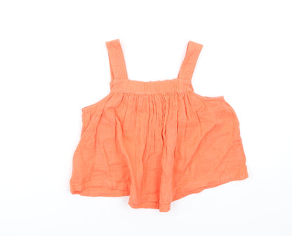 Back view of Marks & Spencer girls’ orange cotton basic tank, size 8-9, years square neck pullover