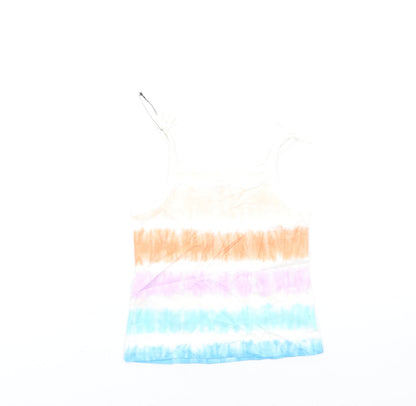 Back view of Marks & Spencer girls’ multicoloured geometric cotton basic tank, size 3-4, years square neck pullover