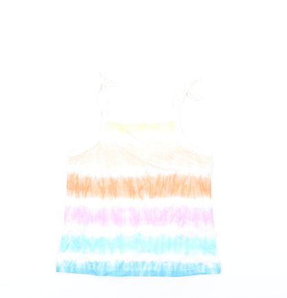 Additional front view of Marks & Spencer girls’ multicoloured geometric cotton basic tank, years square neck pullover