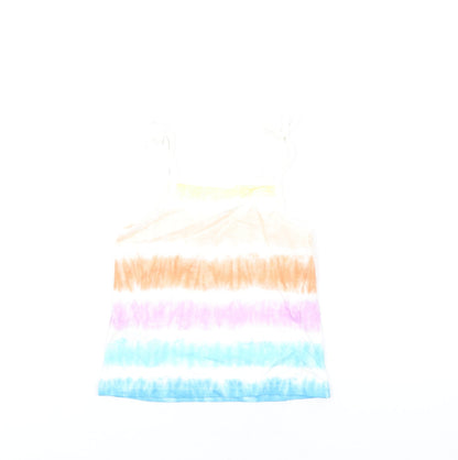 Back view of Marks & Spencer girls’ multicoloured geometric cotton basic tank, size 4-5, years square neck pullover
