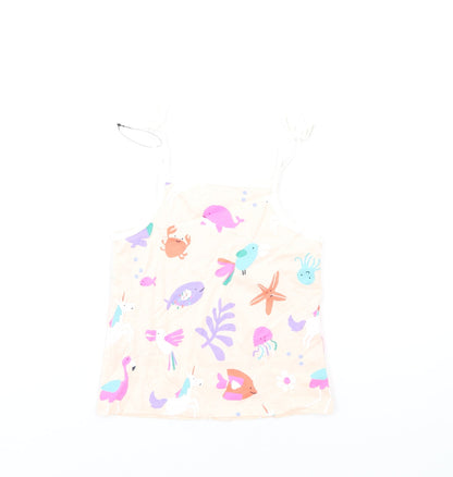 Back view of Marks & Spencer girls’ pink geometric cotton basic tank, size 5-6, years square neck pullover