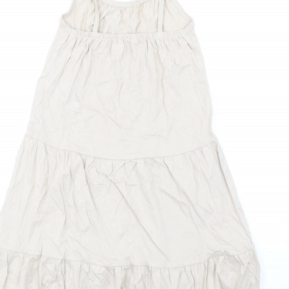 Marks & Spencer Girls Beige Cotton Trapeze & Swing Size 6-7 Years Round Neck Pullover