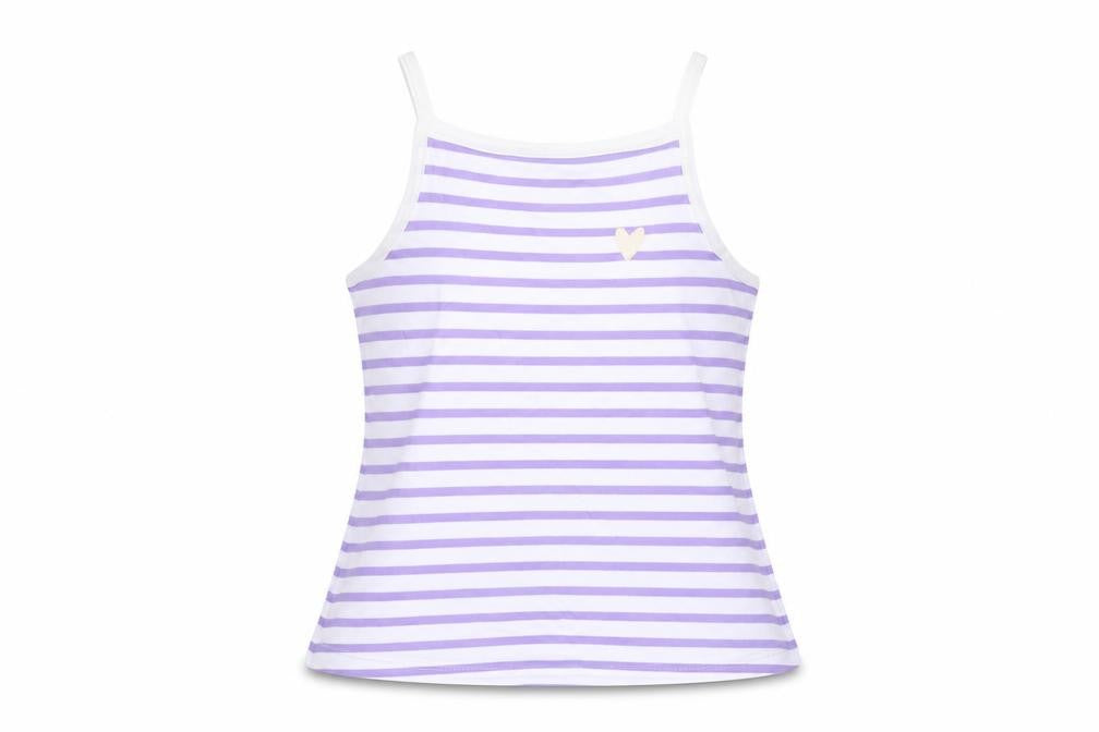 marksand Girls Purple Striped Cotton Basic Tank Size 5-6 Years Square Neck Pullover