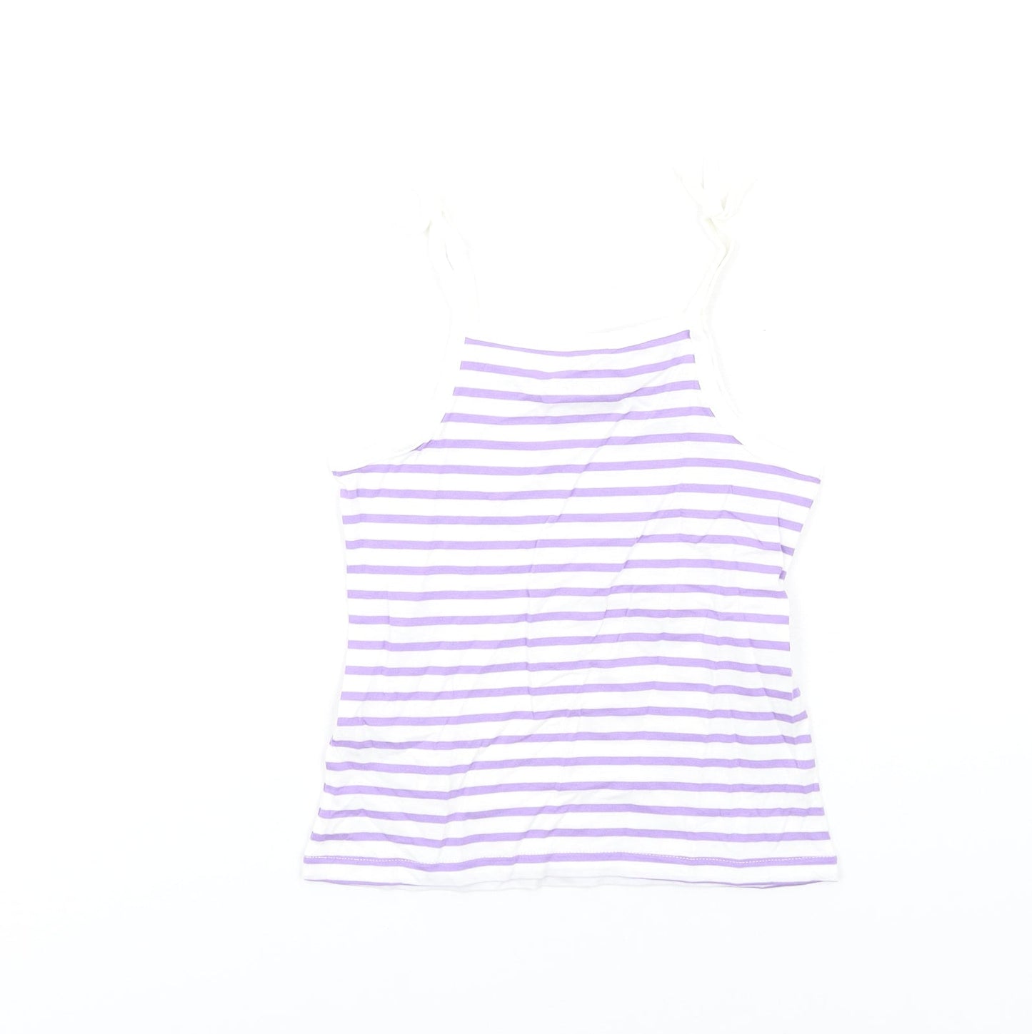 marksand Girls Purple Striped Cotton Basic Tank Size 5-6 Years Square Neck Pullover