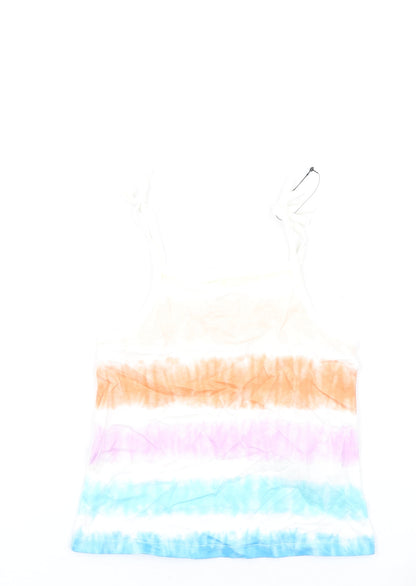 Additional front view of Marks & Spencer girls’ multicoloured geometric cotton basic tank, years square neck pullover