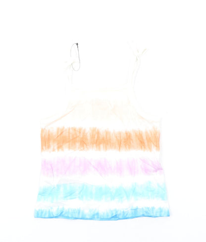 Back view of Marks & Spencer girls’ multicoloured geometric cotton basic tank, size 4-5, years square neck pullover