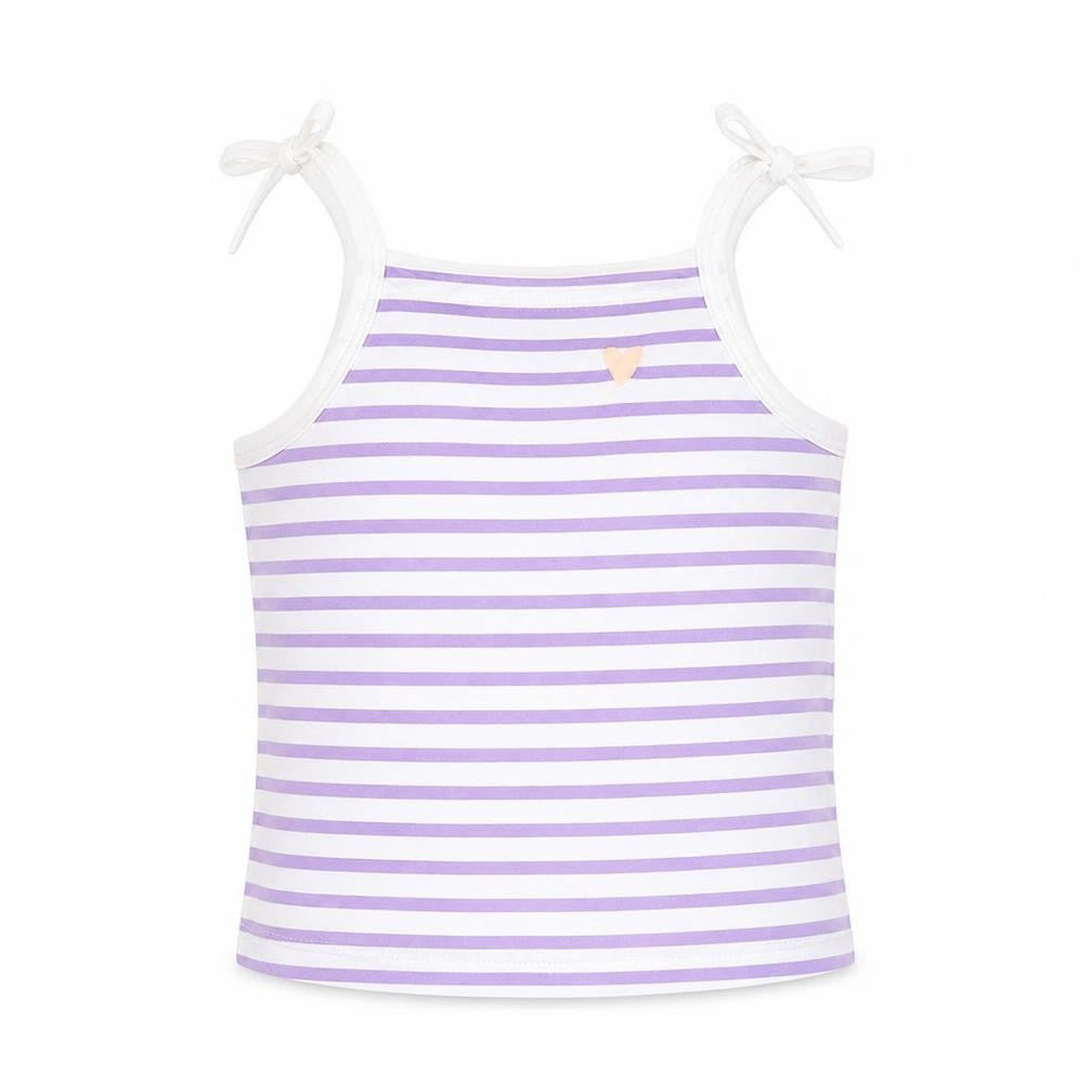 Marks & Spencer Girls Purple Striped Cotton Basic Tank Size 2-3 Years Square Neck Pullover