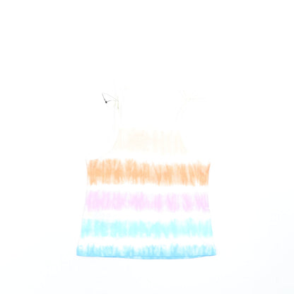 Back view of Marks & Spencer girls’ multicoloured geometric cotton basic tank, size 2-3, years square neck pullover