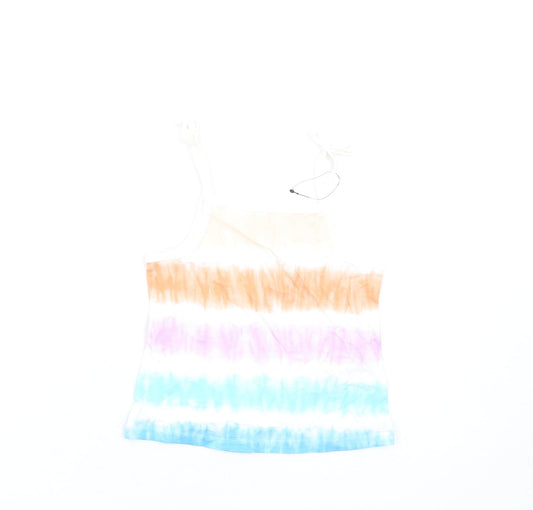 Marks and Spencer Girls Multicoloured Geometric Cotton Basic Tank Size 2-3 Years Square Neck Pullover