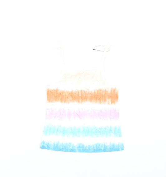 Marks and Spencer Girls Multicoloured Geometric Cotton Basic Tank Size 5-6 Years Square Neck Pullover