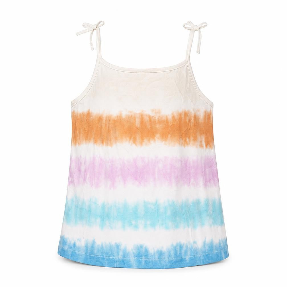 Marks & Spencer Girls Multicoloured Geometric Cotton Basic Tank Size 5-6 Years Square Neck Pullover