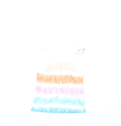 Additional front view of Marks & Spencer girls’ multicoloured geometric cotton basic tank, years square neck pullover