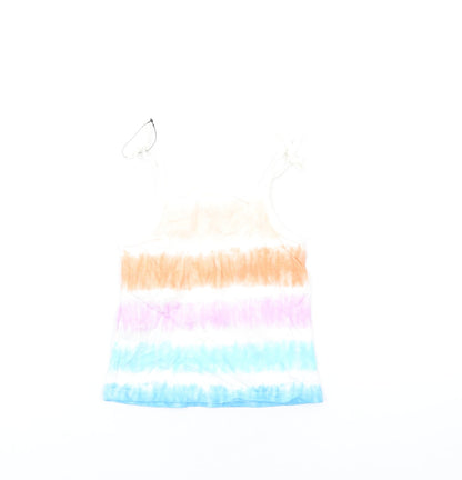 Back view of Marks & Spencer girls’ multicoloured geometric cotton basic tank, size 3-4, years square neck pullover