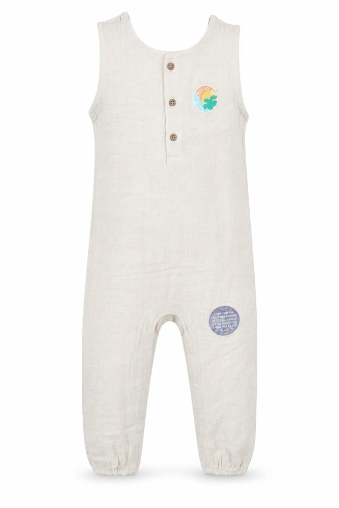 Marks & Spencer Girls Beige Cotton Romper One-Piece Size 2-3 Years L13 in Snap