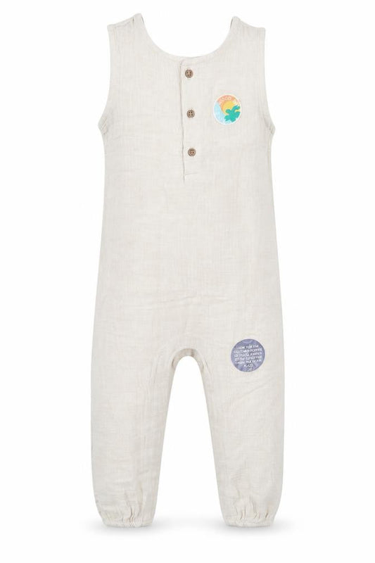 Marks & Spencer Girls Beige Cotton Romper One-Piece Size 2-3 Years L13 in Snap