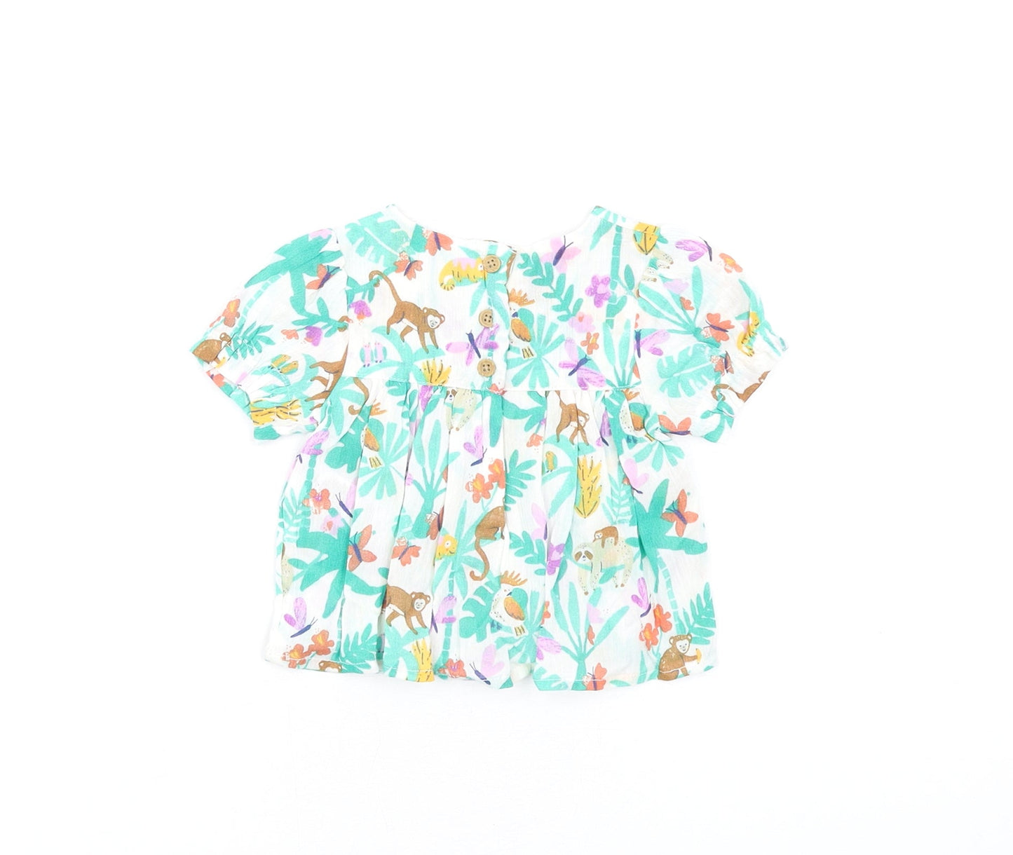Marks and Spencer Girls Multicoloured Geometric Cotton Fit & Flare Size 0-3 Months Round Neck Button