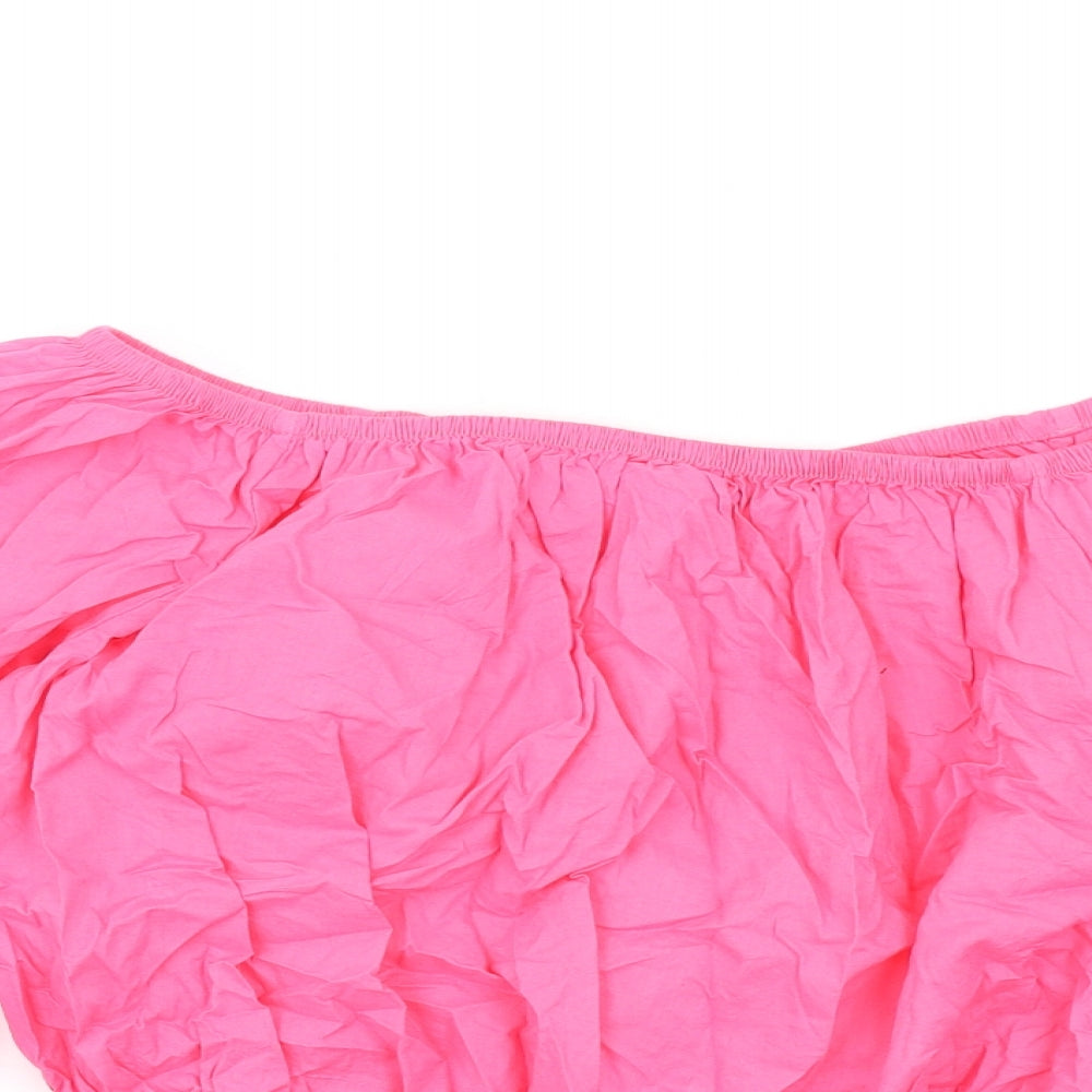 Marks and Spencer Womens Pink Cotton Basic T-Shirt Size 16 Off the Shoulder