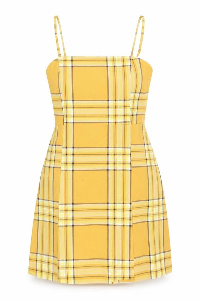 Monki Womens Multicoloured Plaid Polyester A-Line Size 8 Square Neck Zip