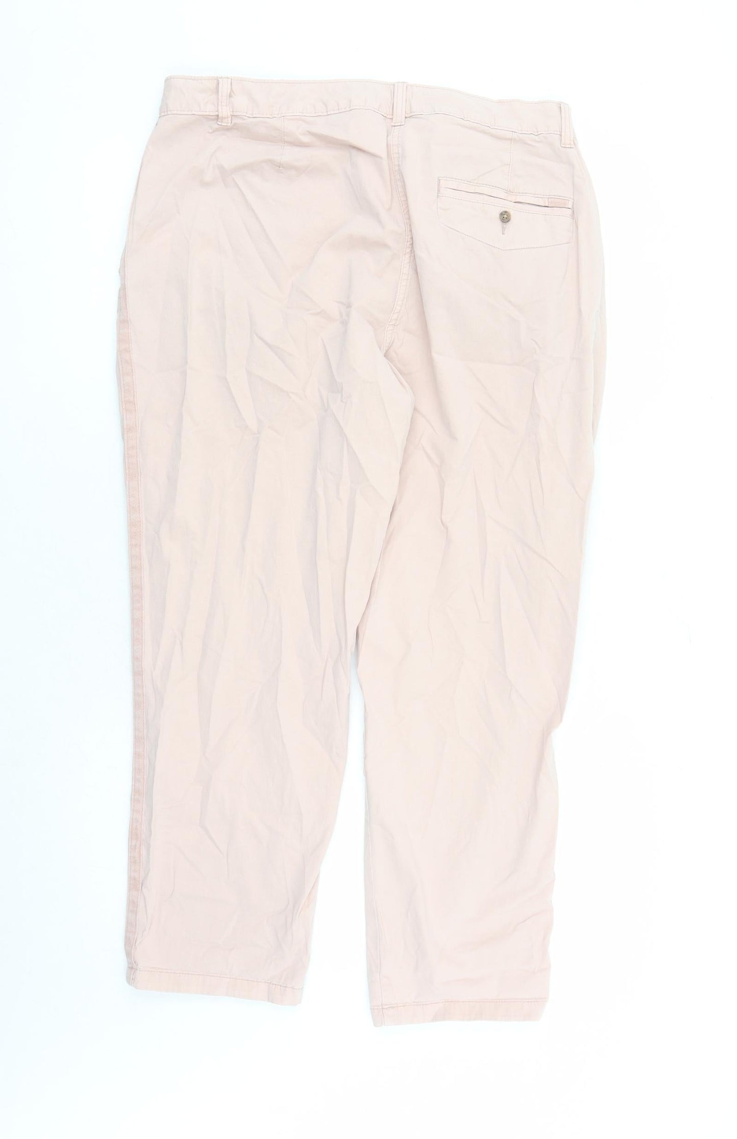 Marks and Spencer Womens Pink Cotton Chino Trousers Size 20 L26 in Regular Zip - Pockets