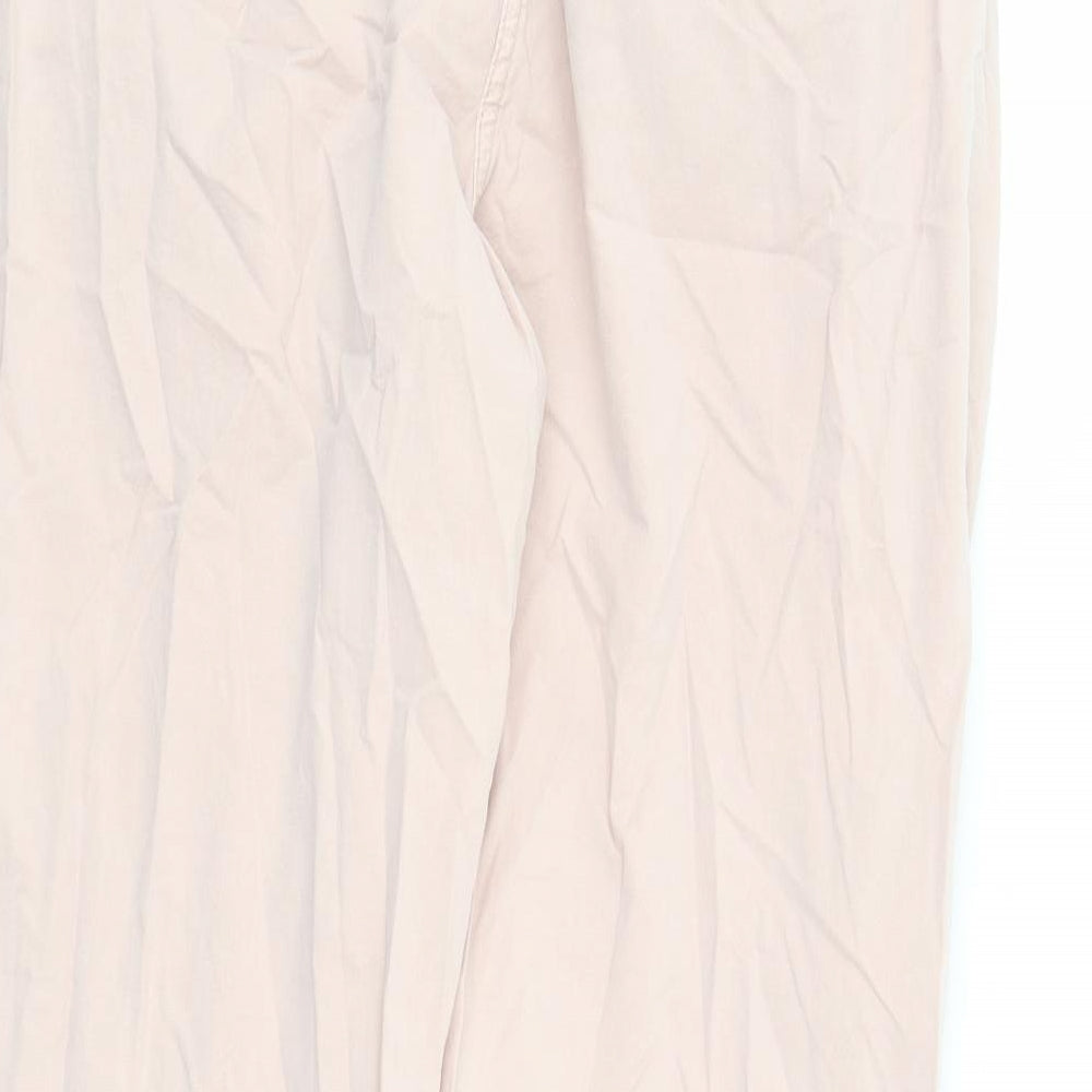 Marks and Spencer Womens Pink Cotton Chino Trousers Size 20 L26 in Regular Zip - Pockets