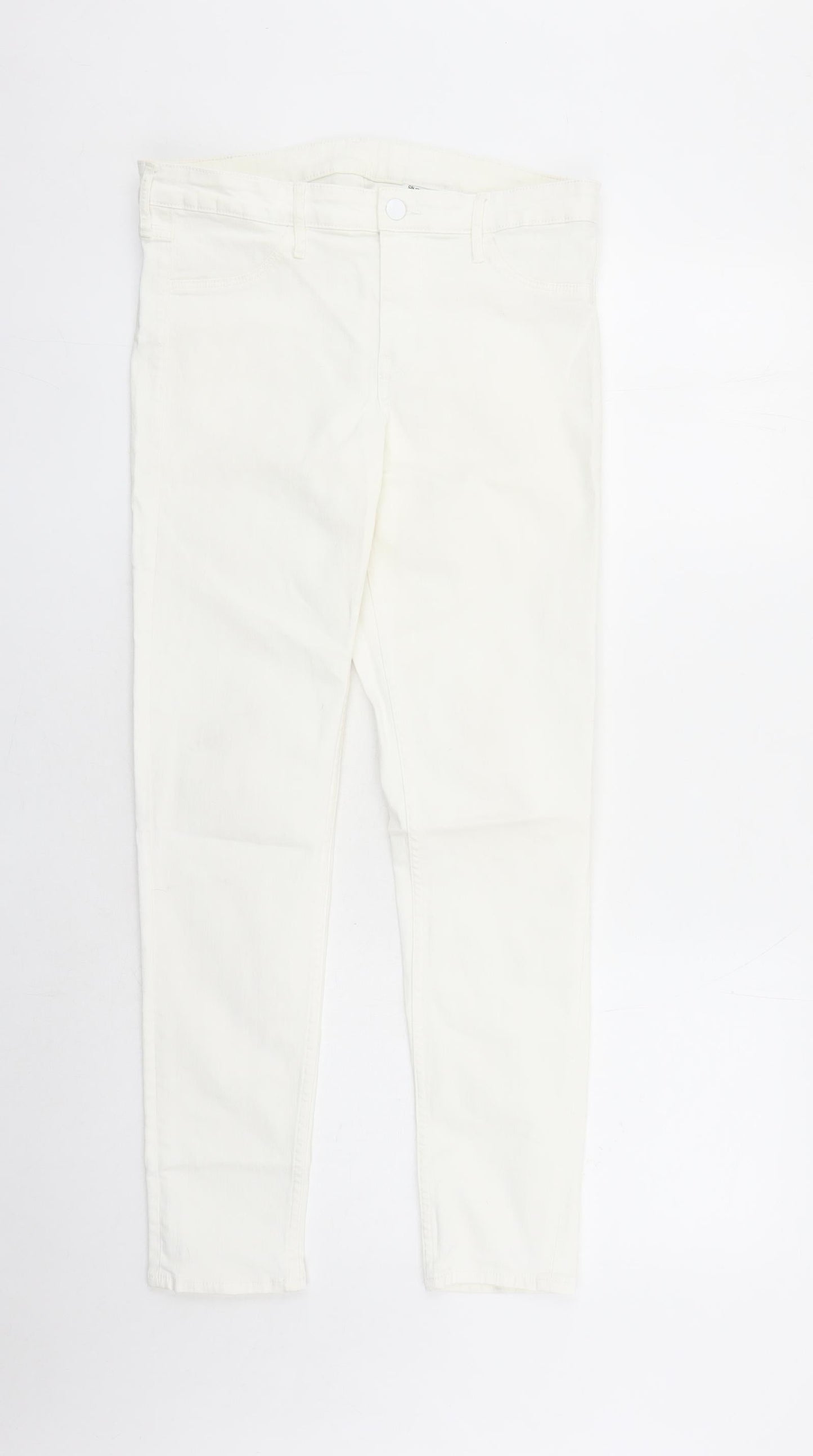 H&M Womens White Cotton Skinny Jeans Size 30 in L28 in Regular Zip - Pockets