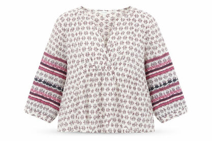 Per Una Womens Multicoloured Geometric 100% Cotton Basic Blouse Size S V-Neck