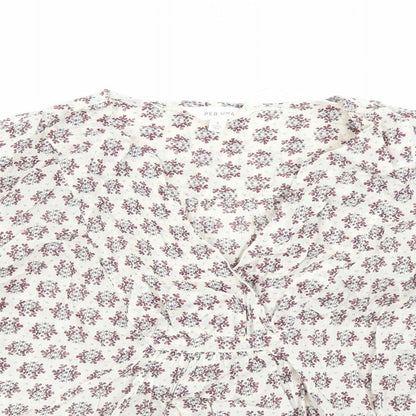 Per Una Womens Multicoloured Geometric 100% Cotton Basic Blouse Size S V-Neck