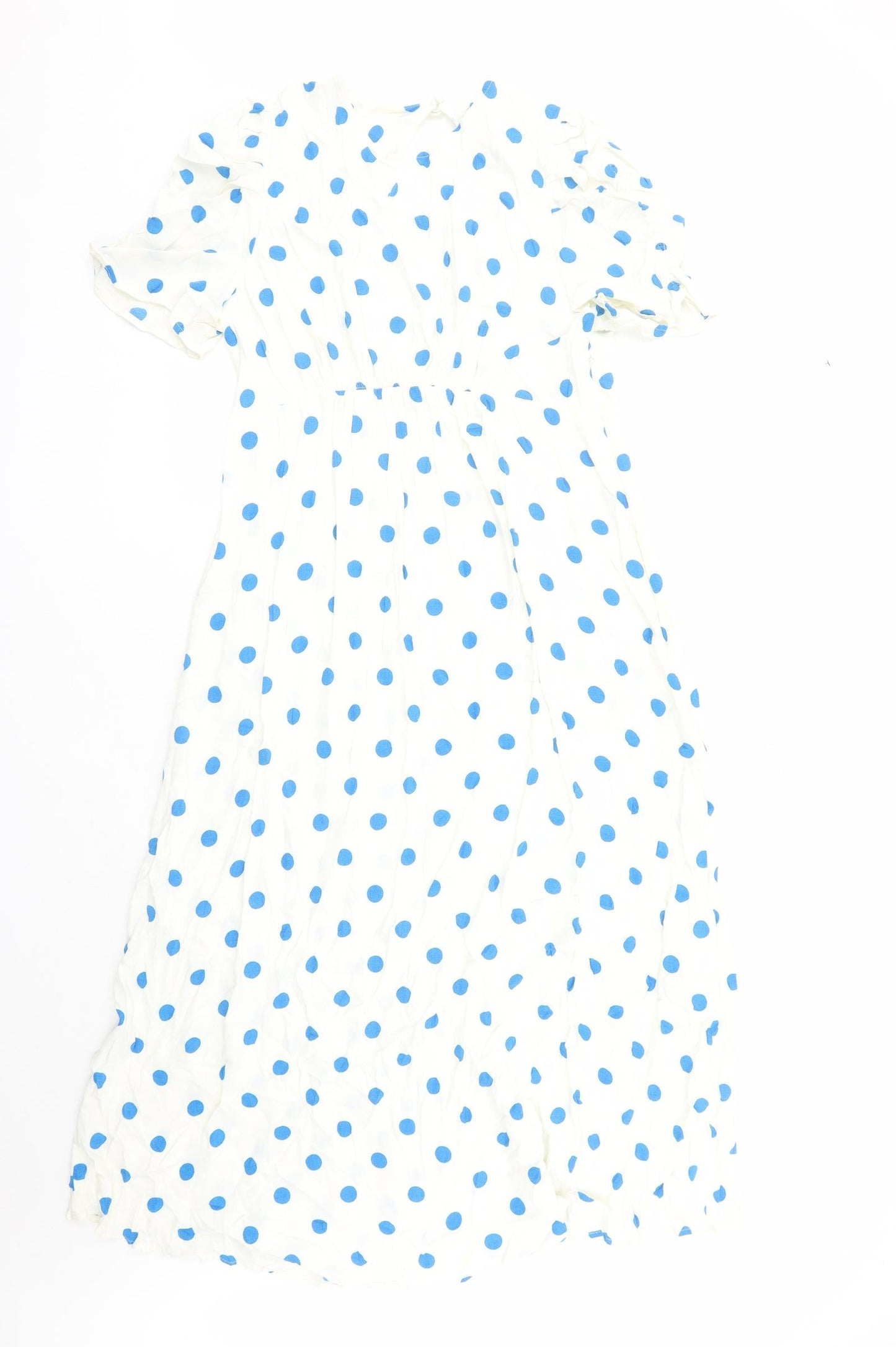 Marks and Spencer Womens Ivory Polka Dot Viscose Maxi Size 16 Round Neck Zip