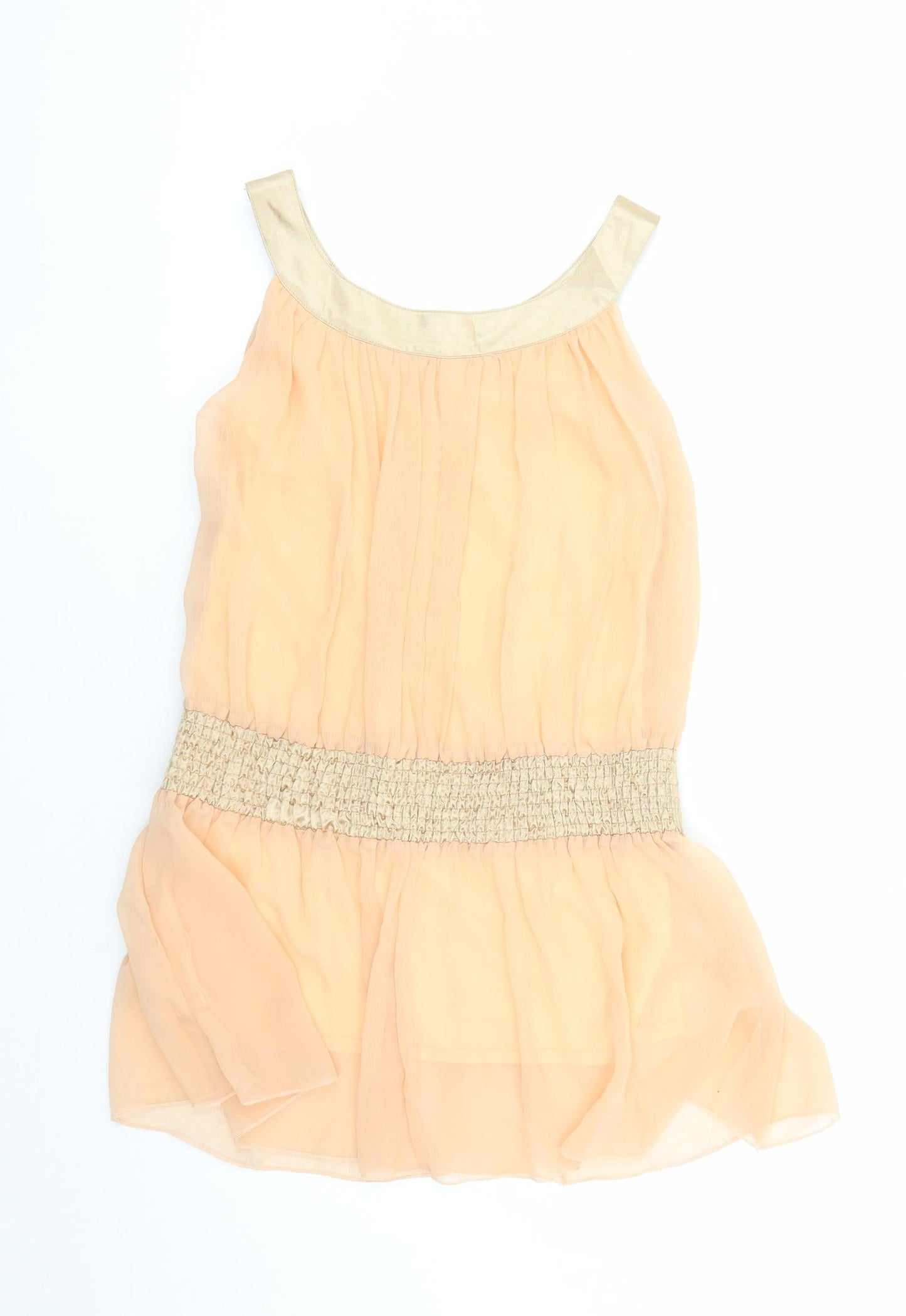 Tenki Womens Orange Polyester Camisole Tank Size S Round Neck - Embroidered Detail