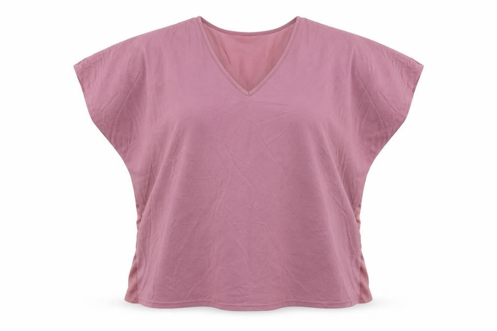 Kley Womens Pink Modal Basic T-Shirt Size S V-Neck