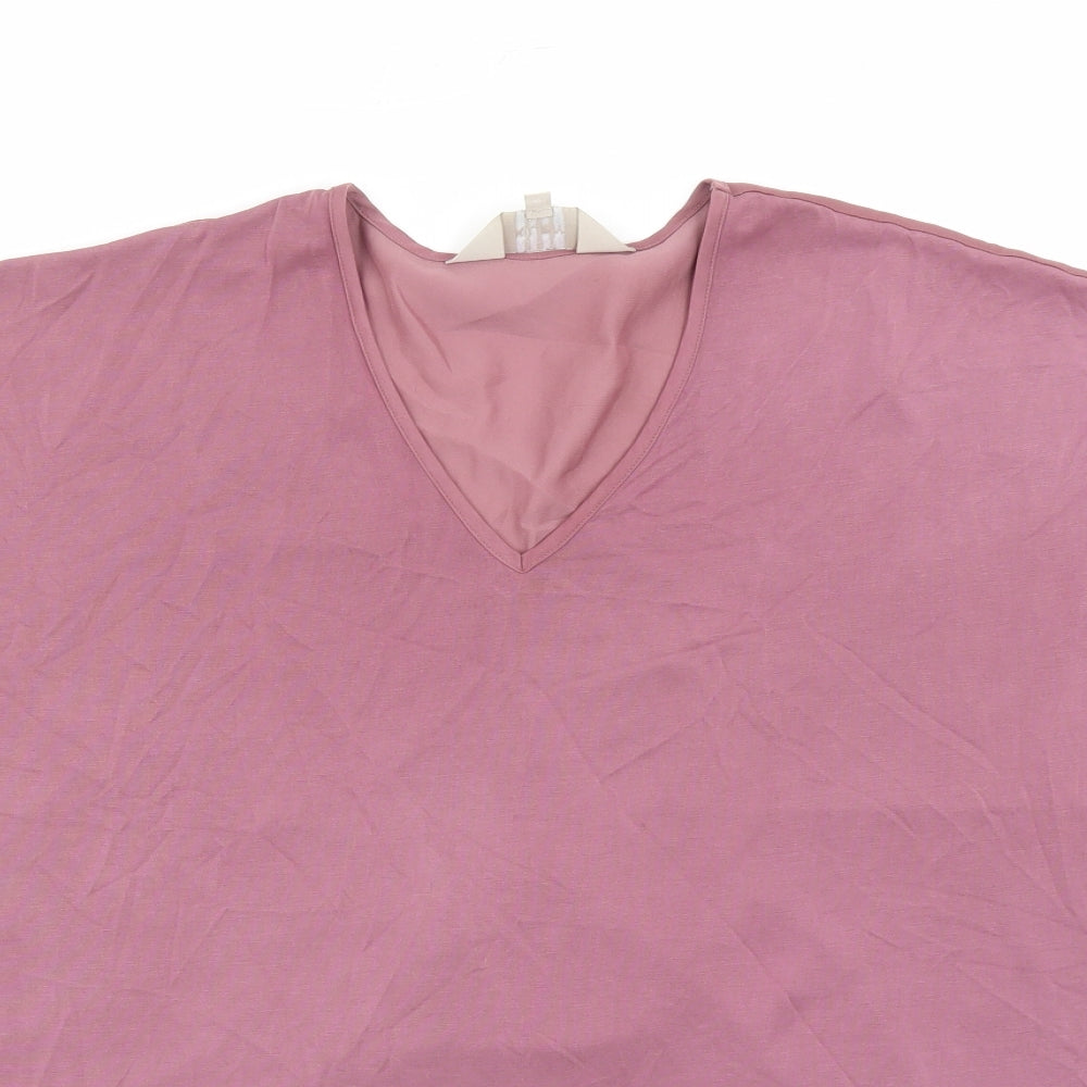 Kley Womens Pink Modal Basic T-Shirt Size S V-Neck