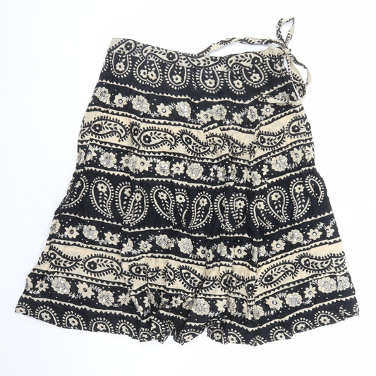 Topshop Womens Black Geometric Cotton Swing Skirt Size 12 Zip - Sequin Detail
