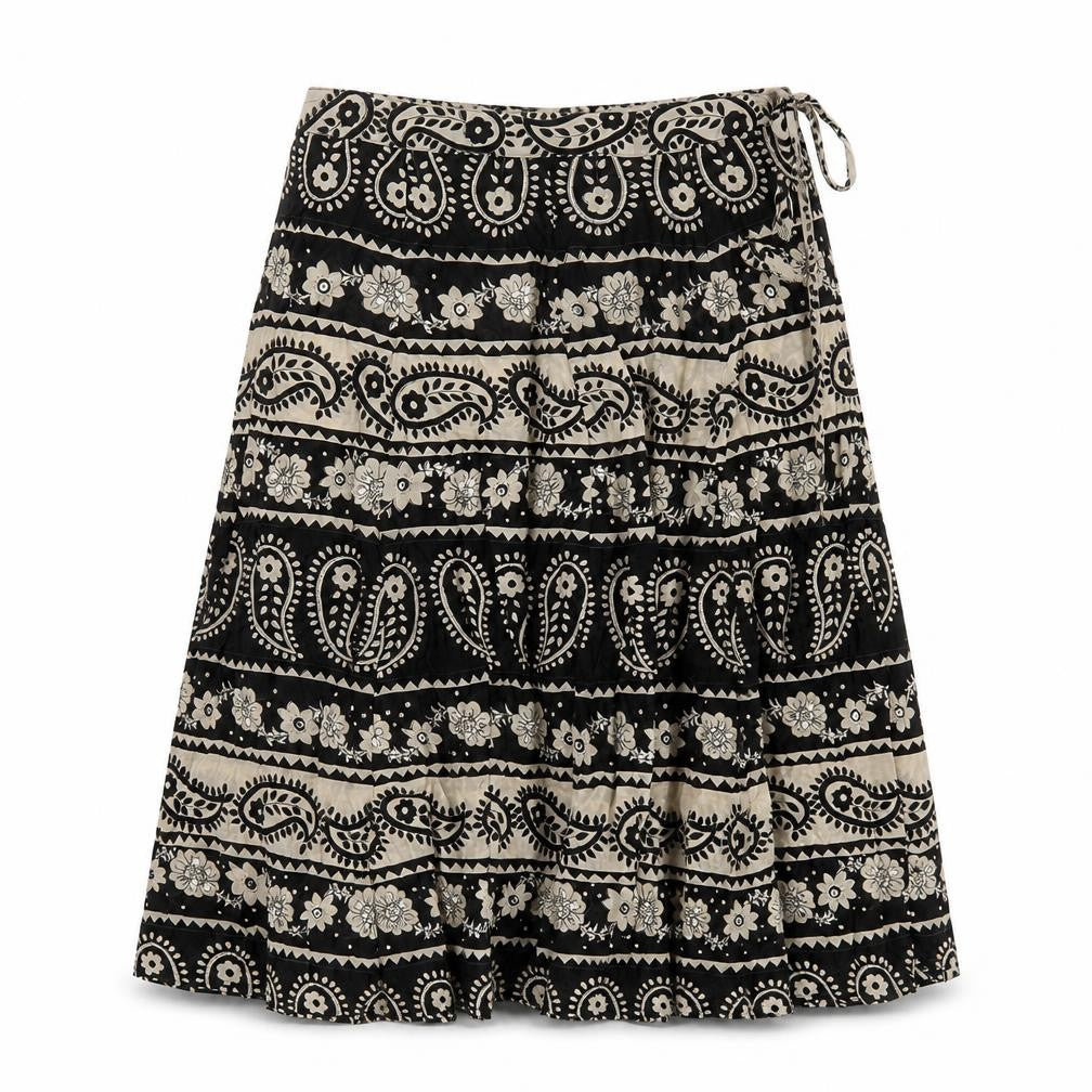 Topshop Womens Black Geometric Cotton Swing Skirt Size 12 Zip - Sequin Detail