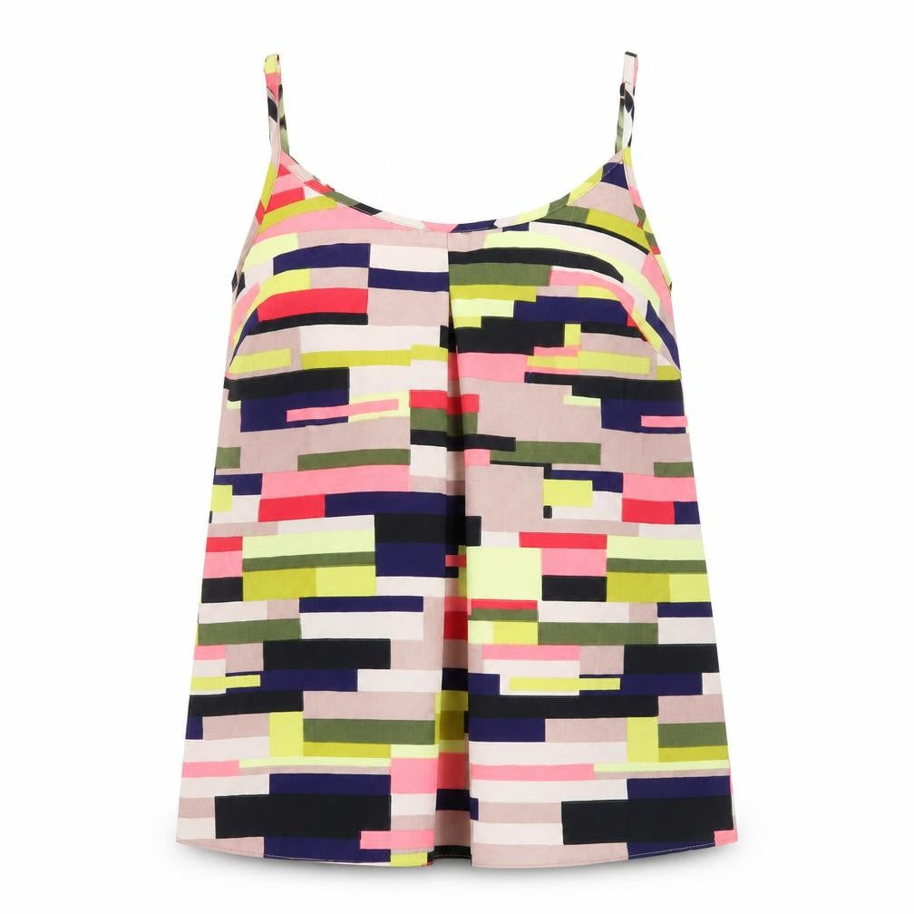Capsule Womens Multicoloured Geometric Polyester Camisole Tank Size 14 Round Neck