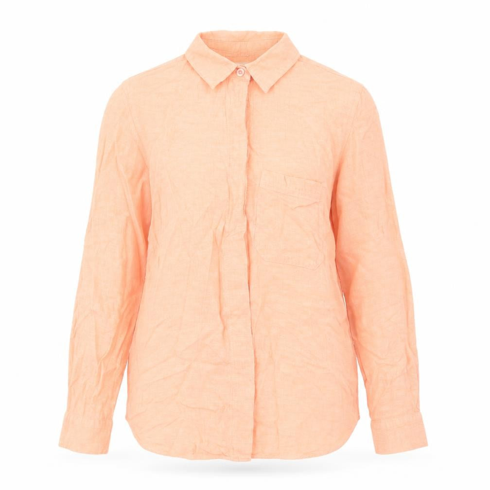 Warehouse Womens Orange Cotton Basic Button-Up Size 8 Collared