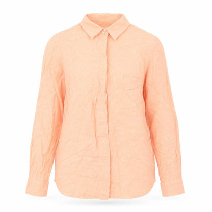 Warehouse Womens Orange Cotton Basic Button-Up Size 8 Collared