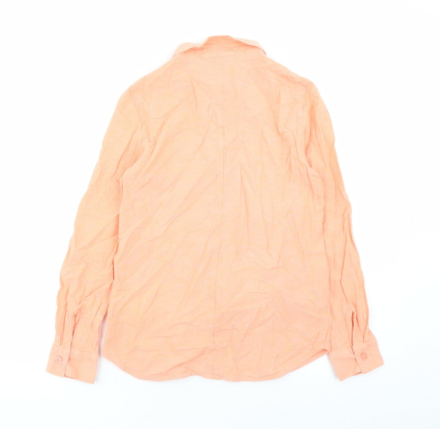 Warehouse Womens Orange Cotton Basic Button-Up Size 8 Collared