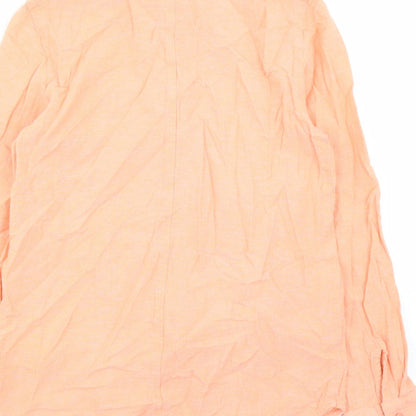 Warehouse Womens Orange Cotton Basic Button-Up Size 8 Collared