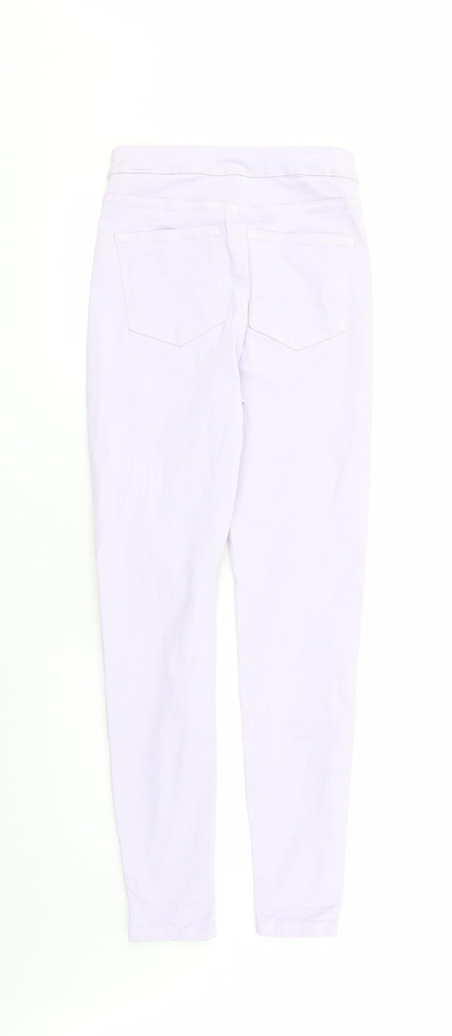 Marks and Spencer Womens Purple Cotton Skinny Jeans Size 8 L29 in Regular Zip - Super Skinny