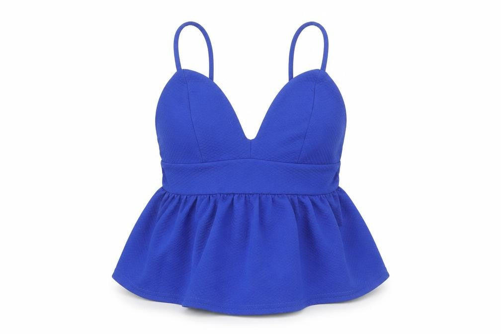 New Look Womens Blue Polyester Cropped Tank Size 8 V-Neck