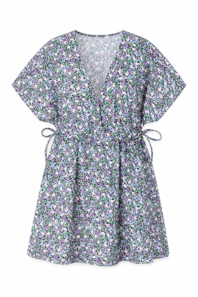 Marks & Spencer Womens Multicoloured Floral Viscose A-Line Size 10 V-Neck Pullover