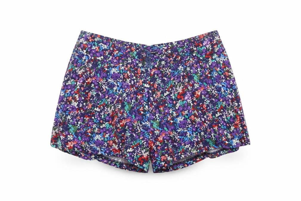 Warehouse Womens Multicoloured Floral Vinyl Basic Shorts Size 8 L3 in Regular Button