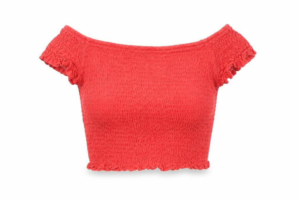 Terranova Womens Red Cotton Cropped Tank Size S Off the Shoulder
