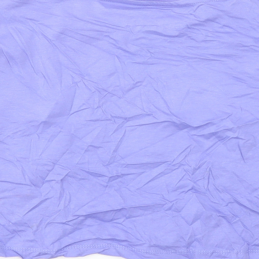 Marks and Spencer Girls Purple Cotton Cropped T-Shirt Size 7-8 Years Crew Neck Pullover