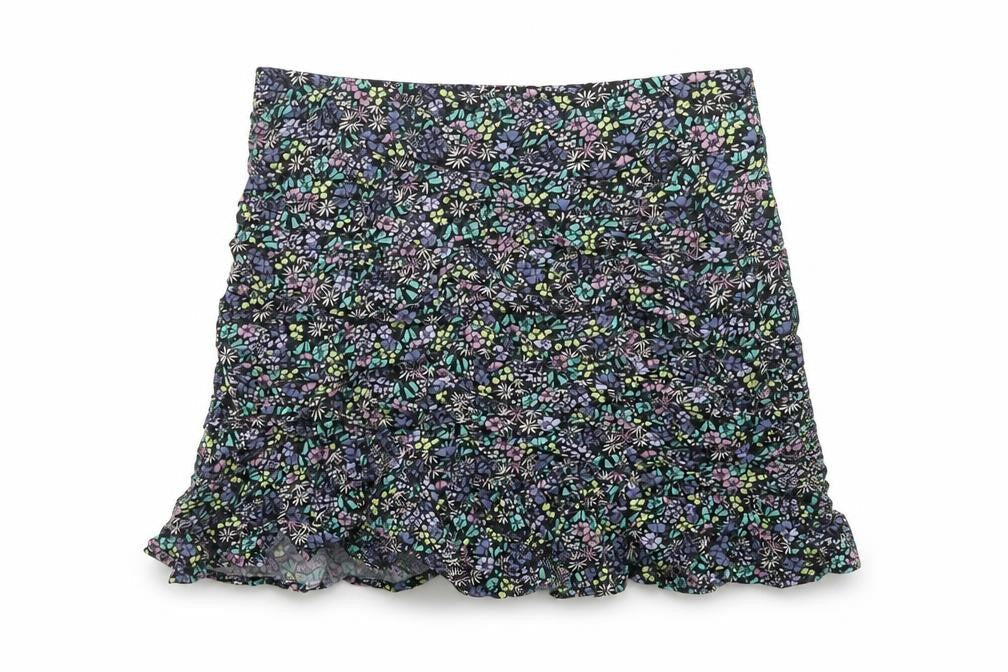Marks & Spencer Girls Multicoloured Floral Viscose Flare Skirt Size 12-13 Years Regular Zip