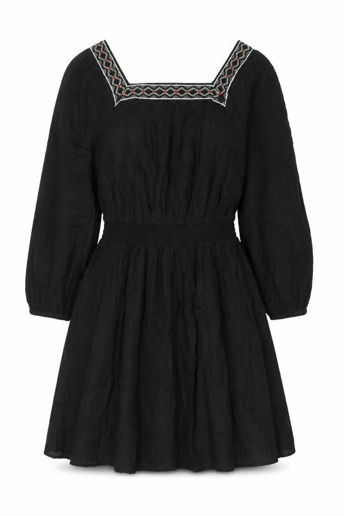 Marks & Spencer Womens Black Linen A-Line Size 8 Square Neck Pullover